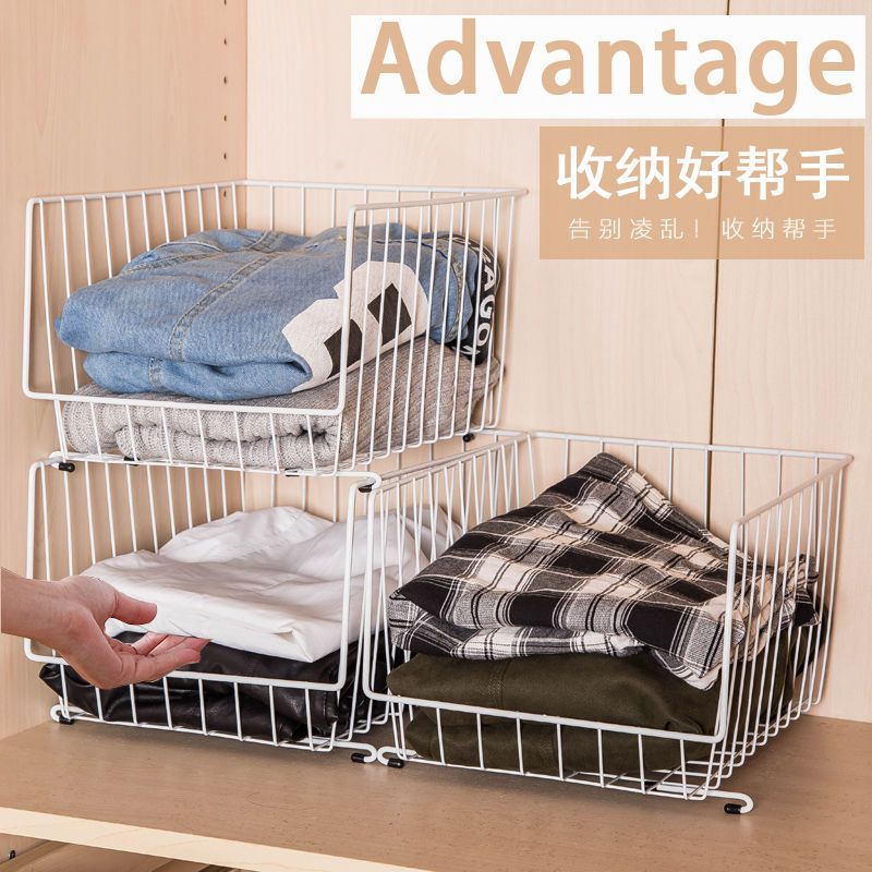 衣柜悬挂式衣服收纳整理篮宿舍神器收纳架柜内隔断分层隔板置物架