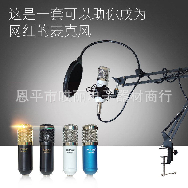 金属悬臂支架NB-35 防喷网麦克风套装 BM-800电脑网络K歌话筒套装