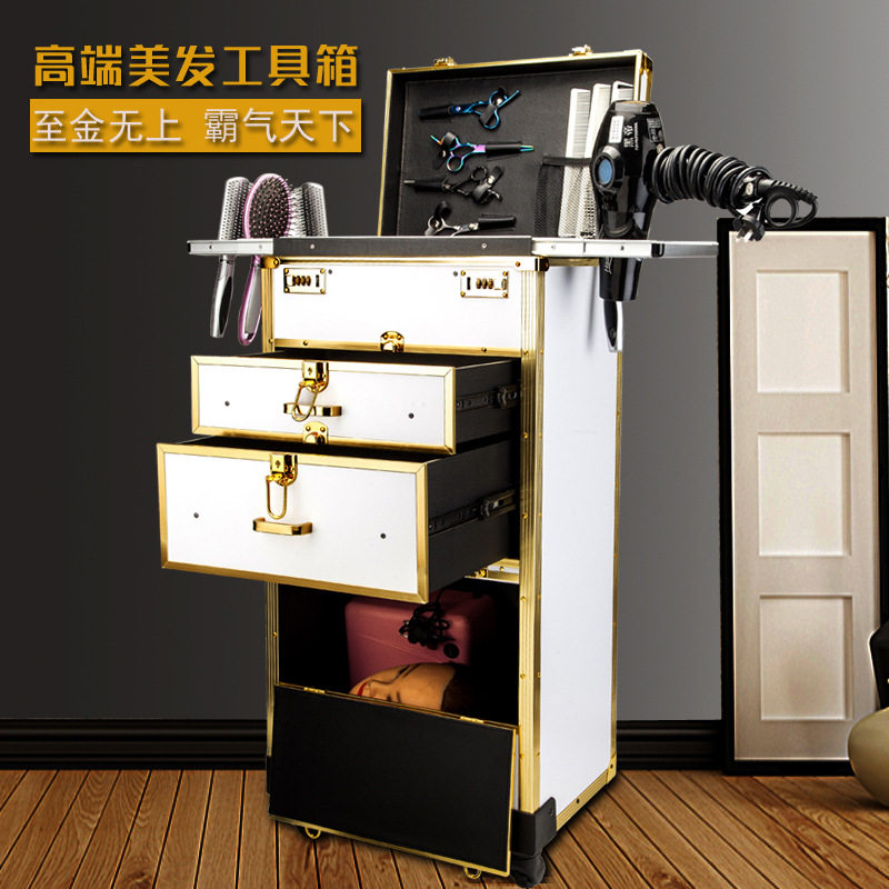 拉杆大容量带抽屉美发工具箱