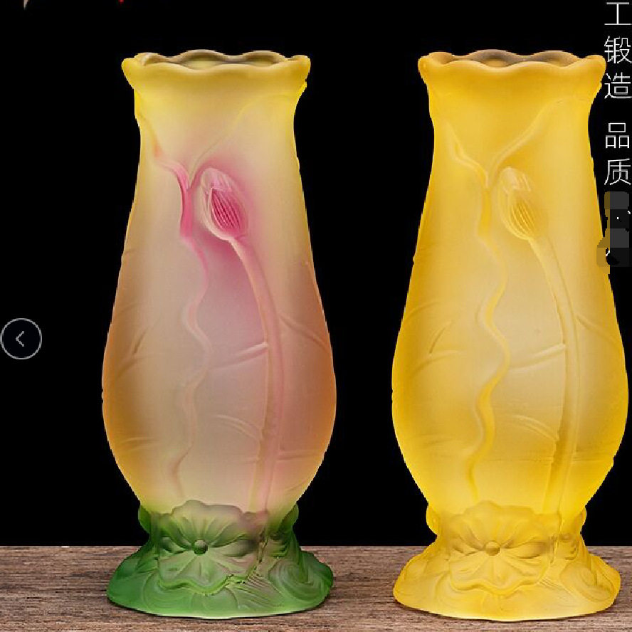 水琉璃花瓶插花摆件中式复古跨境花盆装饰油灯油灯装饰插香桶油灯