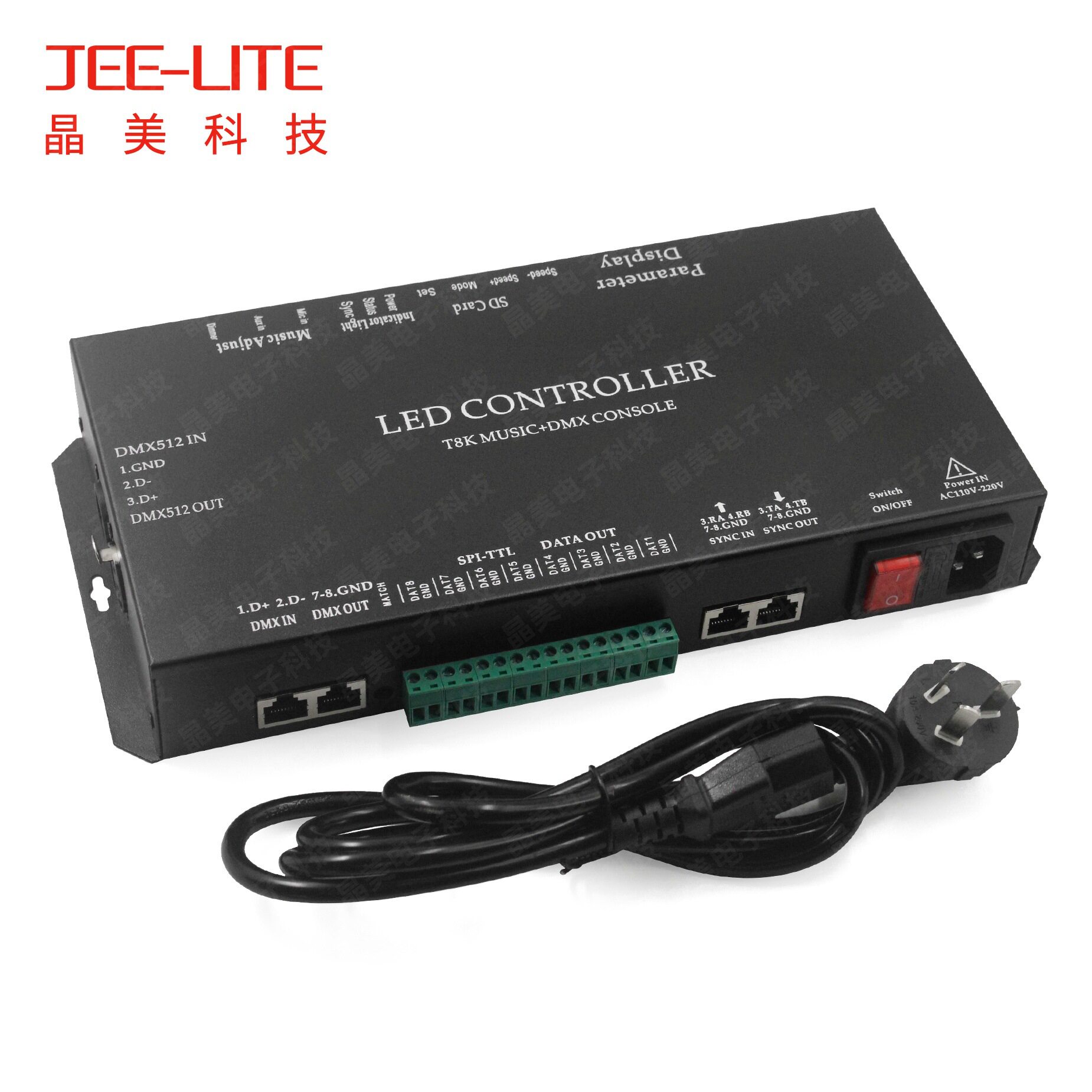 T8K音乐+DMX控制器LED灯幻彩全彩跑马音乐DMX512控台灯光控制器
