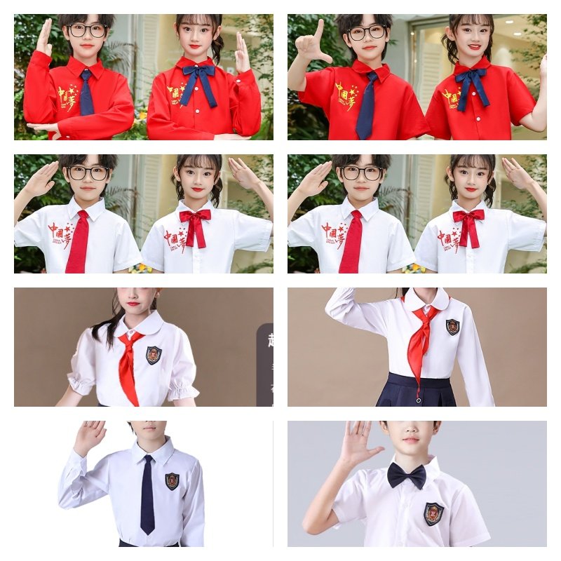 白色衬衣合唱团演出服少儿红色中国梦演出服高中小学校服服装朗诵