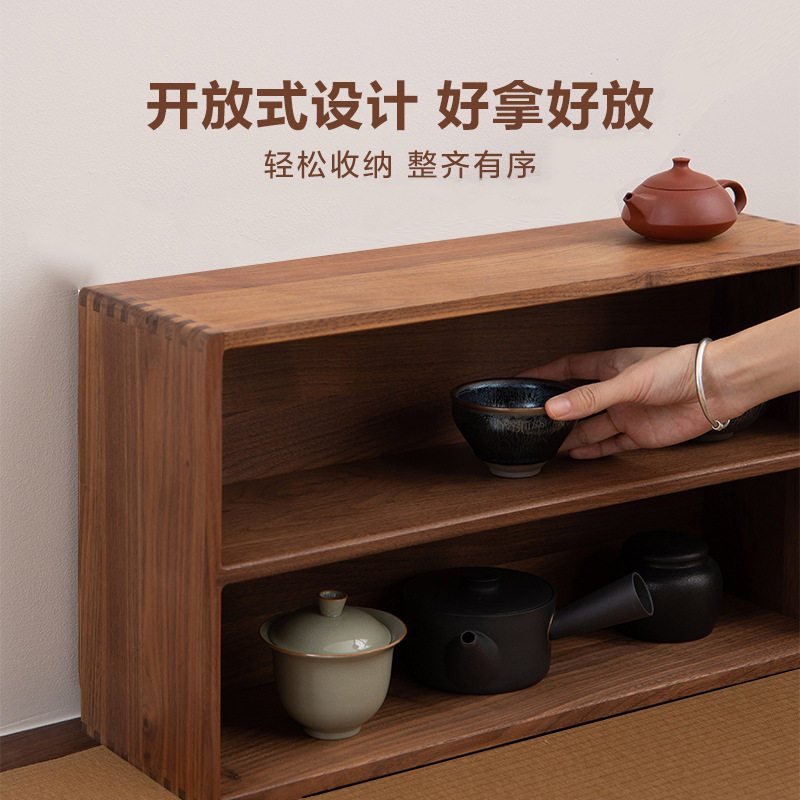 日式实木餐边柜家用厨房置物柜收纳架茶具杯子台面收纳置物架
