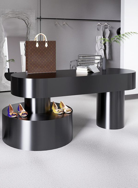 2026服装店台流水台黑色轻奢展示桌鞋包陈列道具精品店饰品展示架