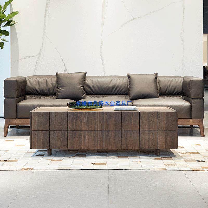 北美黑胡桃木全实木茶几意式极简客厅原木家具大户型轻奢简约茶桌