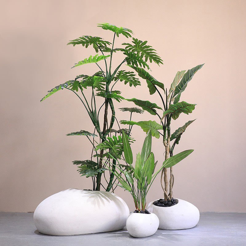 户外玻璃钢花盆花器露台庭院简约种植箱圆形花槽室内绿植造景
