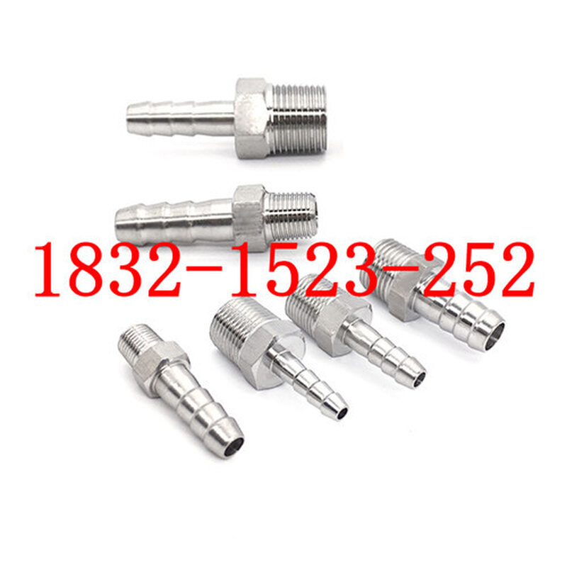 304不锈钢六角外丝宝塔软管倒刺接头美制螺纹6分NPT3/4-8 10 14MM
