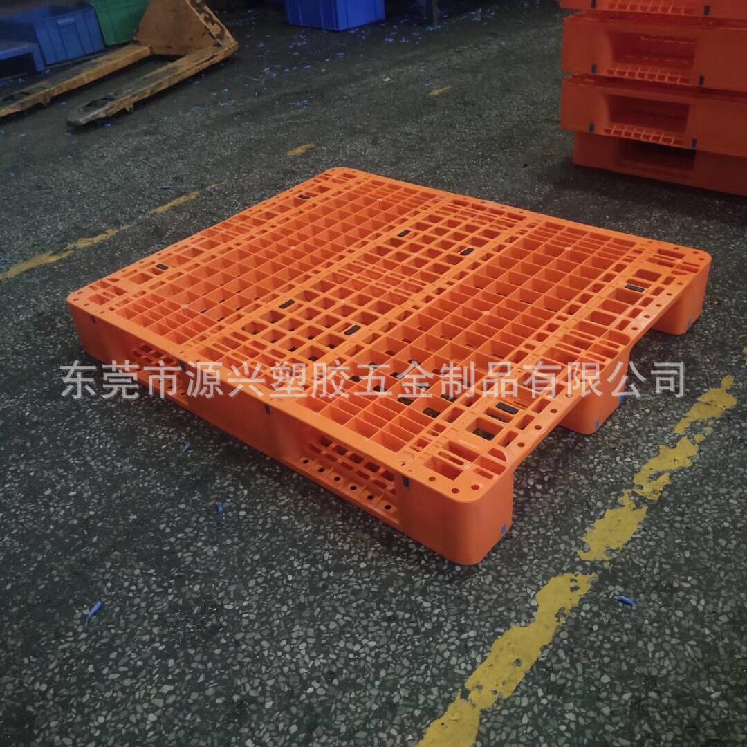 加厚橙色栈板可加钢管川字卡板塑料垫板网格托盘超市仓库叉车托板