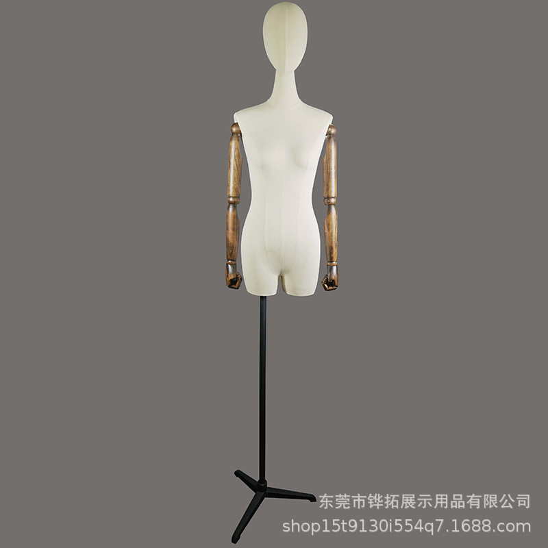 包布女半身高档木手臂金属三角底座服装店高档模特展示架特价清仓