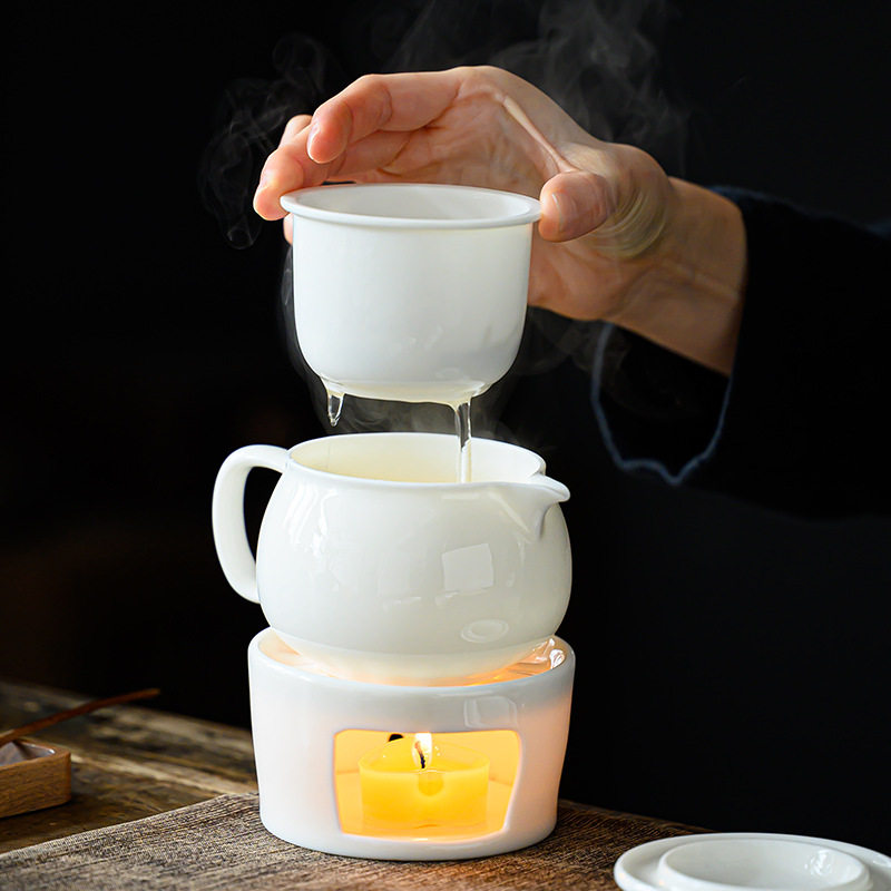 围炉煮茶纯白复古温茶炉小火炉蜡烛煮茶底座保温暖茶器烘茶炉温茶