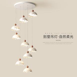 吊灯楼梯灯法式中古奶油风别墅客厅公寓loft复式挑空旋转吊线灯具