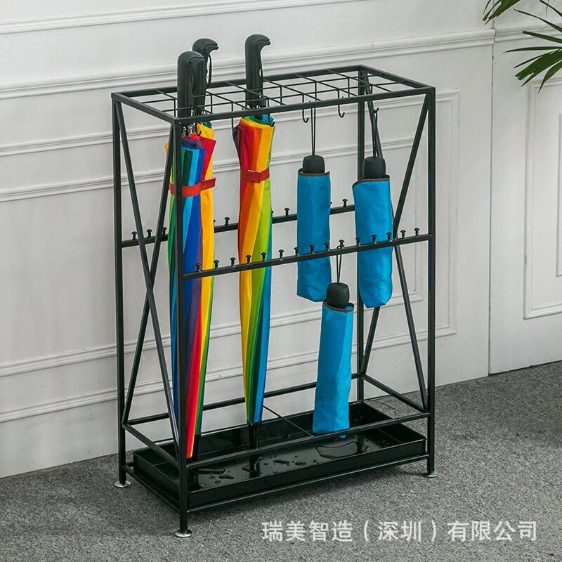 办公雨伞架公司收纳架简约折叠放伞架子落地式酒店大堂框架雨伞桶