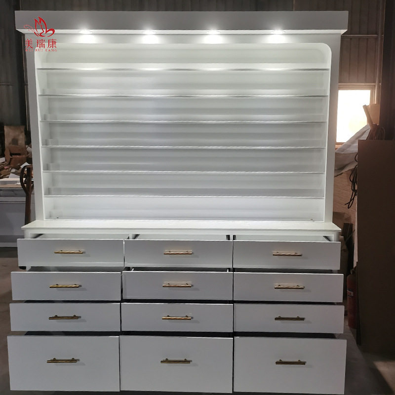 简洁带灯美甲油展示柜储物柜