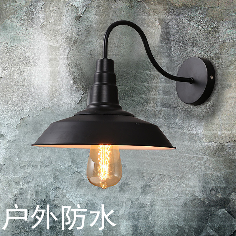 户外防水灯复古工业风铁艺楼梯阳台外墙店门口锅盖壁灯