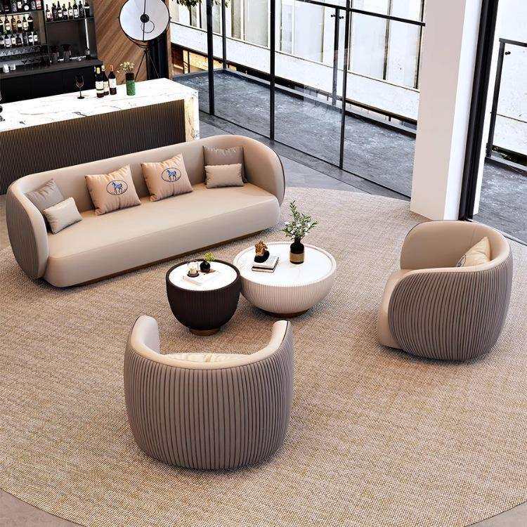 轻奢售楼处大厅休息区会客洽谈桌椅组合酒店大堂接待沙发茶几商用