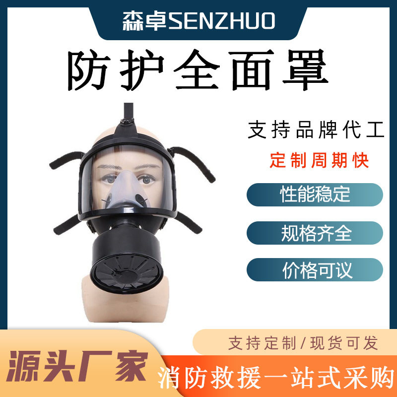 呼吸防护全面罩过滤式防毒面具阻燃防护面罩防化工气体毒气罩