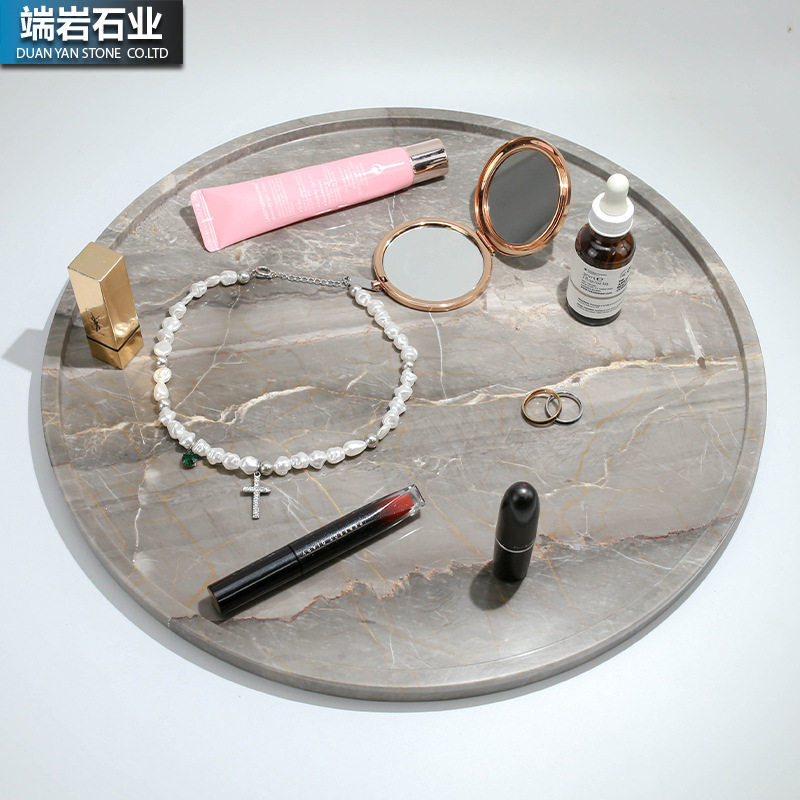 北欧简约创意天然大理石杯垫托盘北欧隔热咖啡垫首饰展示拍照道具