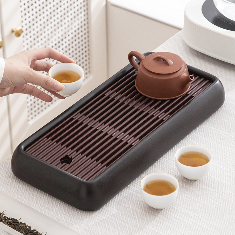 轻奢小型排水储水两用电木茶盘家用新款茶具电胶木干泡小茶台托盘