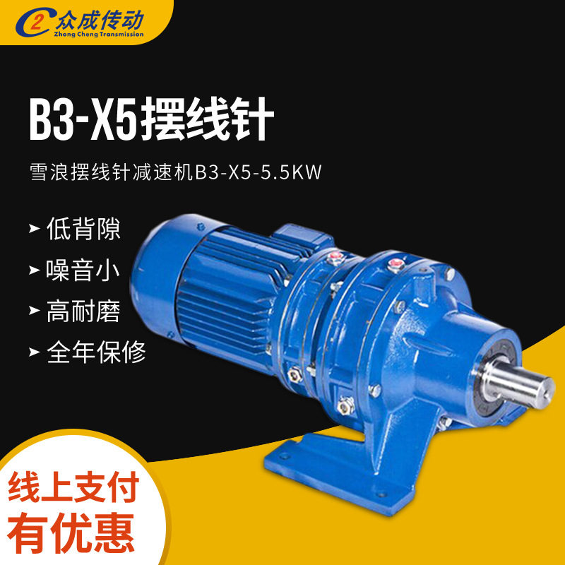 雪浪摆线针减速机5.5KW立卧式