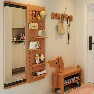 批发隐形洞洞板穿衣镜一体可关闭壁挂玄关全身镜隐藏式遮挡推拉试