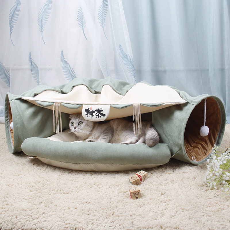 猫通道窝玩具猫咪用品钻筒通道互动折叠猫贝壳隧道宠物用品