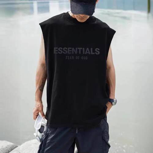 FOG MIKI美式小众潮牌ESSENTIALS纯棉宽松背心坎肩T恤男女夏新款