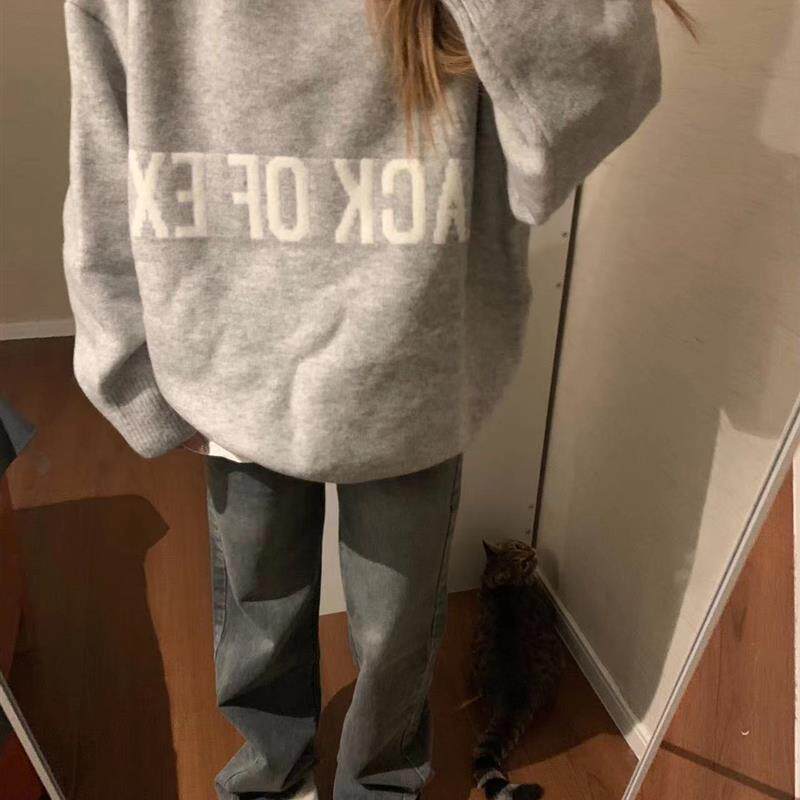 清仓价Promiseme浅灰色做旧裤脚毛边基础长裤潮男女同款不退不换