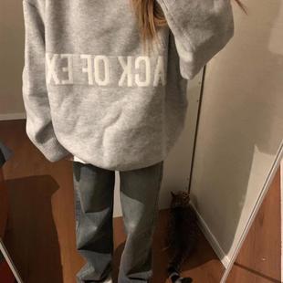 清仓价Promiseme浅灰色做旧裤脚毛边基础长裤潮男女同款不退不换