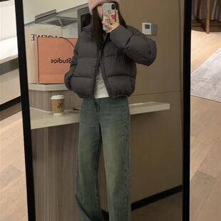 女秋冬款 加厚磨绒显瘦直筒高腰阔腿牛仔裤 复古蓝2.0 Veee好好穿