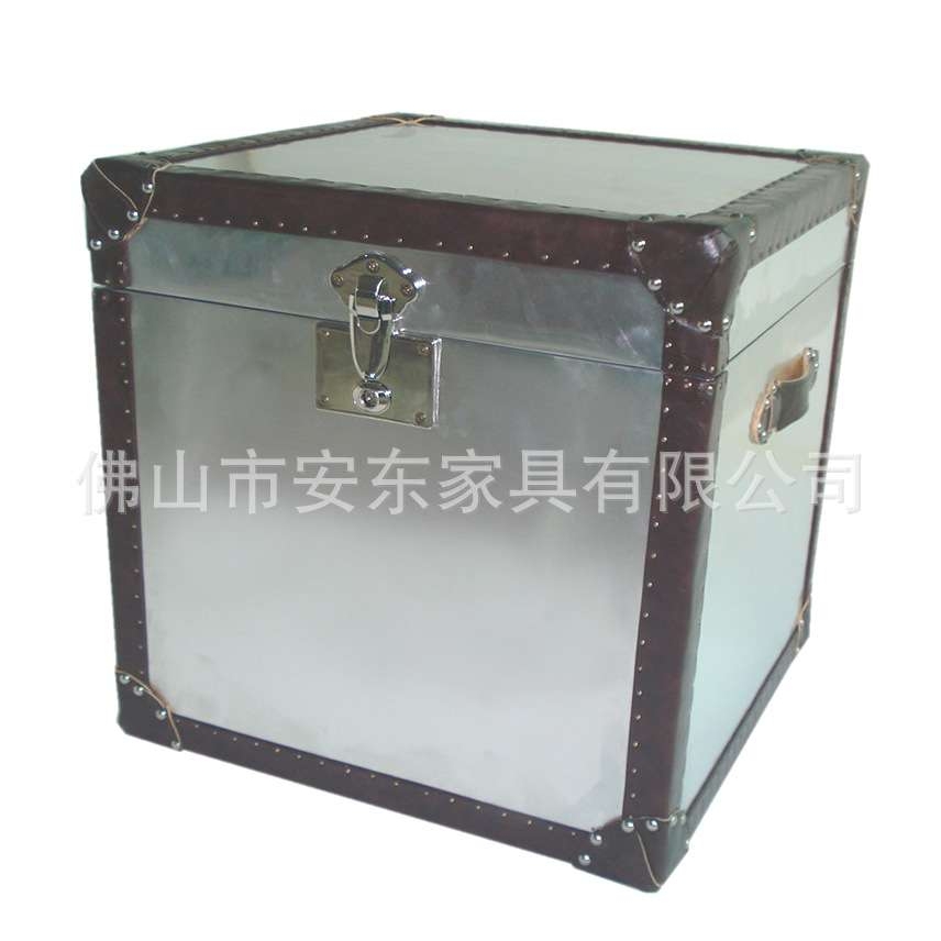 美式loft工业风家具创意复古铝皮茶几储物箱子茶几仿古做旧茶几桌