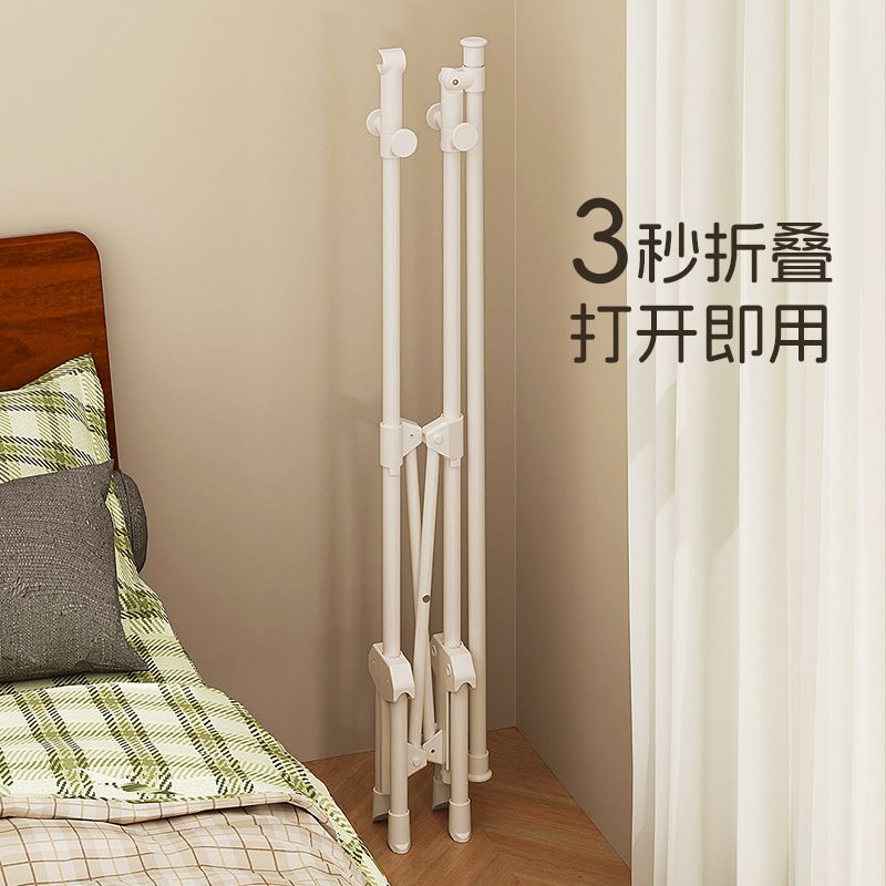 折叠晾衣架室内家用阳台落地晒衣架免安装简易可收纳不占地晾衣杆