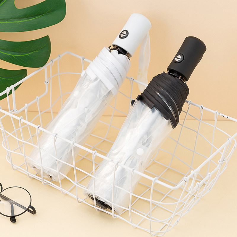 极速雨伞透明折叠自动可白色日系B三折伞男女生高颜值网红拍照伞