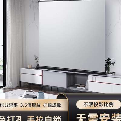 极速宏影投影幕布地拉式抗光移动家用高H清移动可携式投影屏幕免