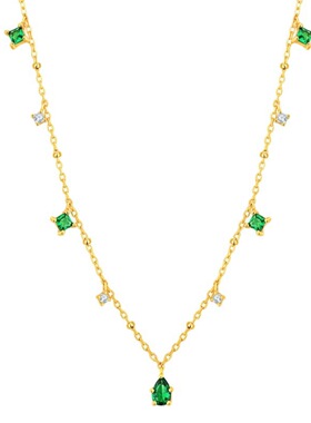 极速2021Trendy Charom Chain Necklace Green Cubic Zirconia Je