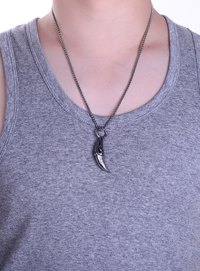 极速Jewelry New Titanium Steel Mens Wolf Teeth PUendant Nec