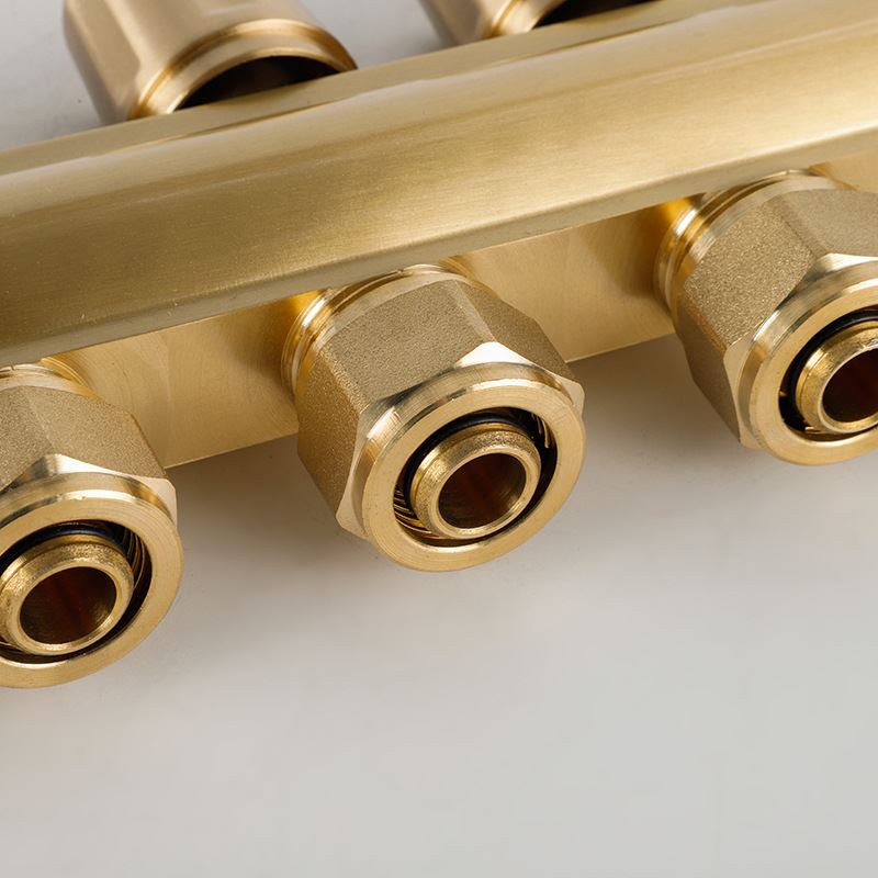 极速2-12路地暖分水器全铜手轮1寸DN25黄铜分集U水器地暖管分集水