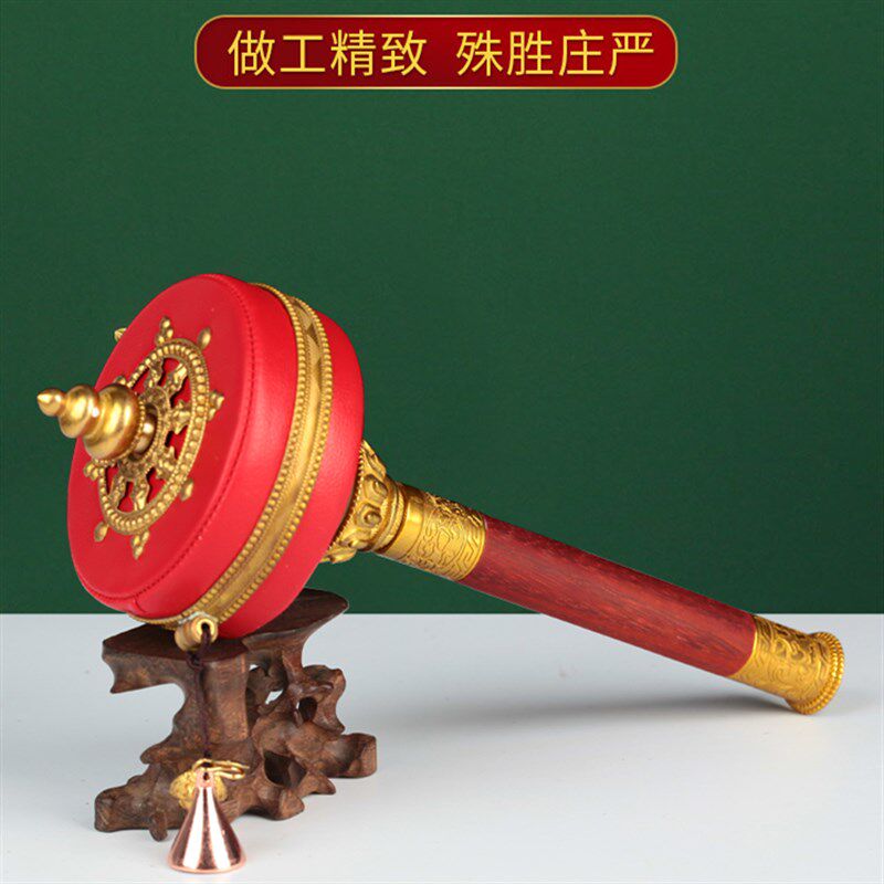 极速藏式纯铜手摇转金轮藏传家用红皮文殊莲师M1.23万遍转金桶转