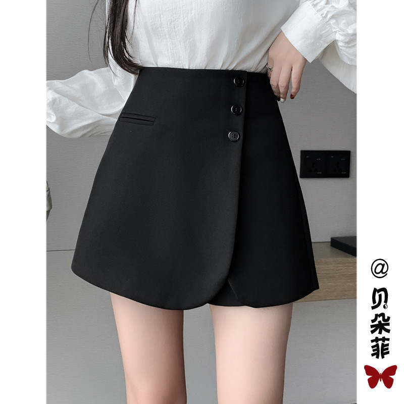 新品不规则黑色半身裙女冬季高A腰a字显瘦短裙裤小个子防走光包臀