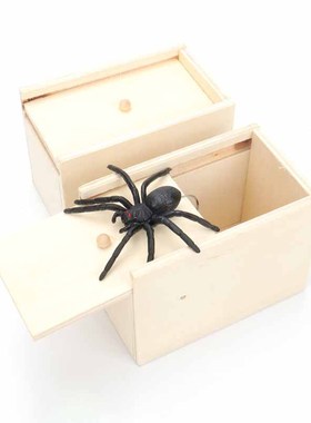 极速Wooden Surprise Prank Box zRubber Spider Hidden In Case