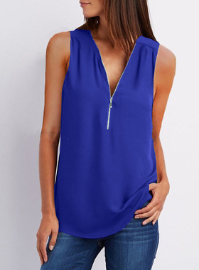 极速lus Size S-5XL Se Sleeeless VD e ipper lusas Chiffon lou