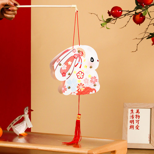 新品兔年春节唐风新款儿童手提小灯笼元宵节2023手工Wdiy制作材料