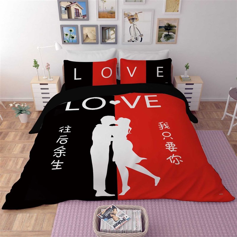 极速情侣四件套1.8米床上用品个性创意被单套1.5床单X床笠可来图