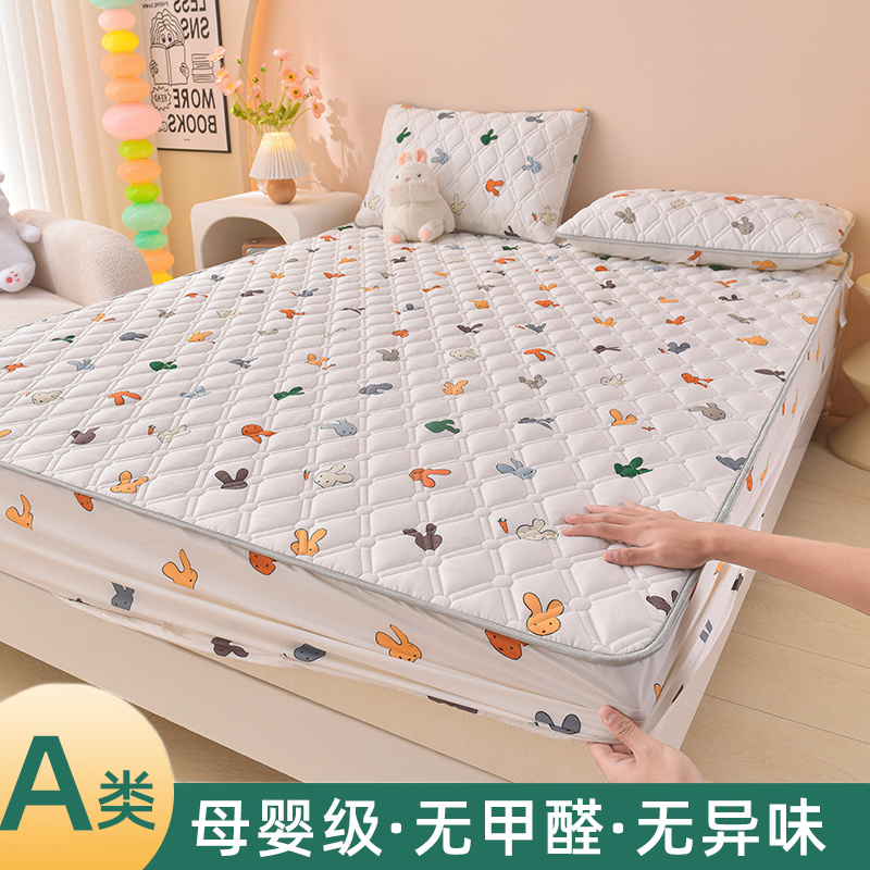 极速全棉床笠单件儿j童卡通1.2m防滑床罩夹棉1.5米1.8薄棕垫套1.3