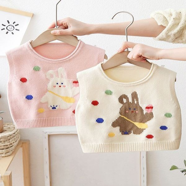 极速I儿童c毛衣背心马夹女宝女童针织毛线马甲2023新款春秋冬季外