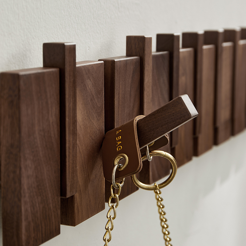 极速进门玄关墙壁挂衣钩强力黏胶免D打孔衣帽承重挂架钢琴键实木