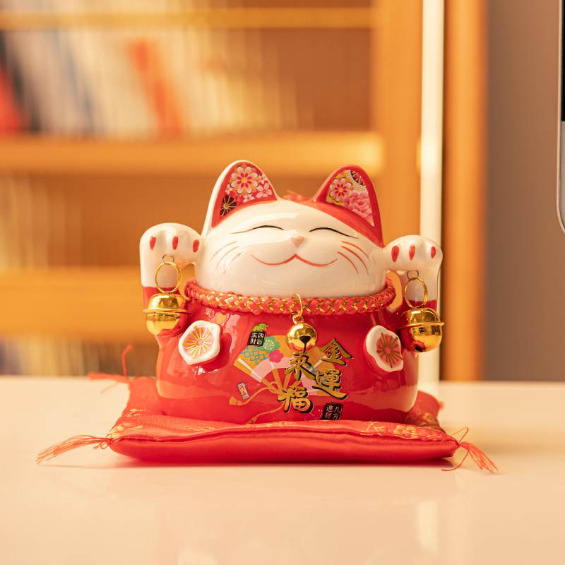 极速招财猫存钱罐日m式创意小摆件陶瓷迷你店铺开业收银柜台可爱