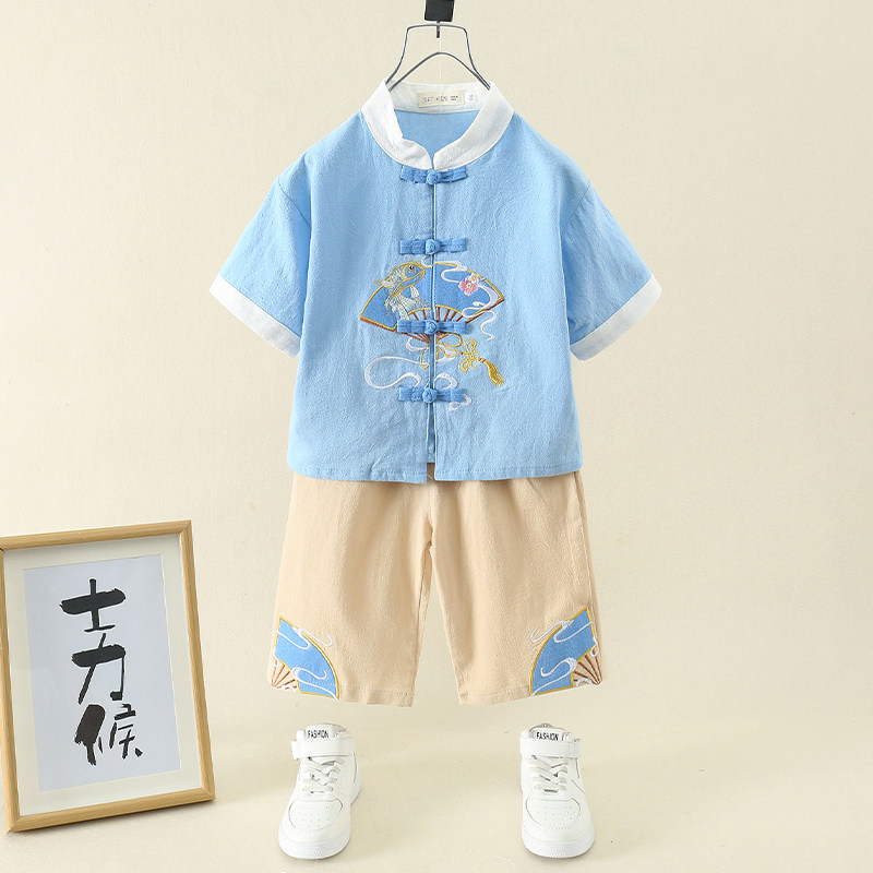 新品汉服男童唐装女童中国风套装儿童古装薄款中式U民族服装男宝图片