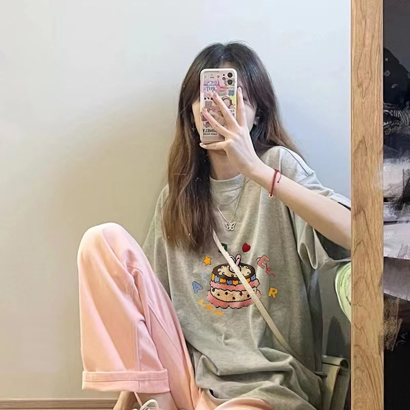 新品孕妇春夏装套装m2025新款时尚洋气时髦短袖纯棉T恤上衣裤子两