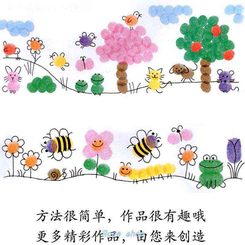 极速.finger paint 1o2color palm ink washable finger painting