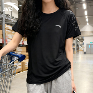安踏短袖女款2026春季新款显瘦排汗上衣冰丝速干休闲简约运动t恤